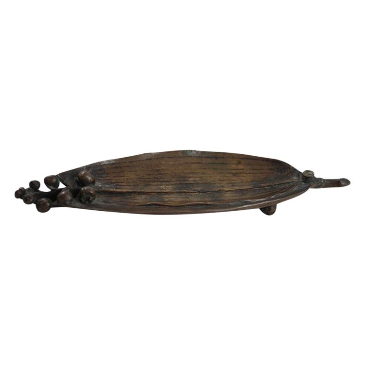 Patinated bronze 'Lily of the valley leaf' pocket tidy circa 1900
