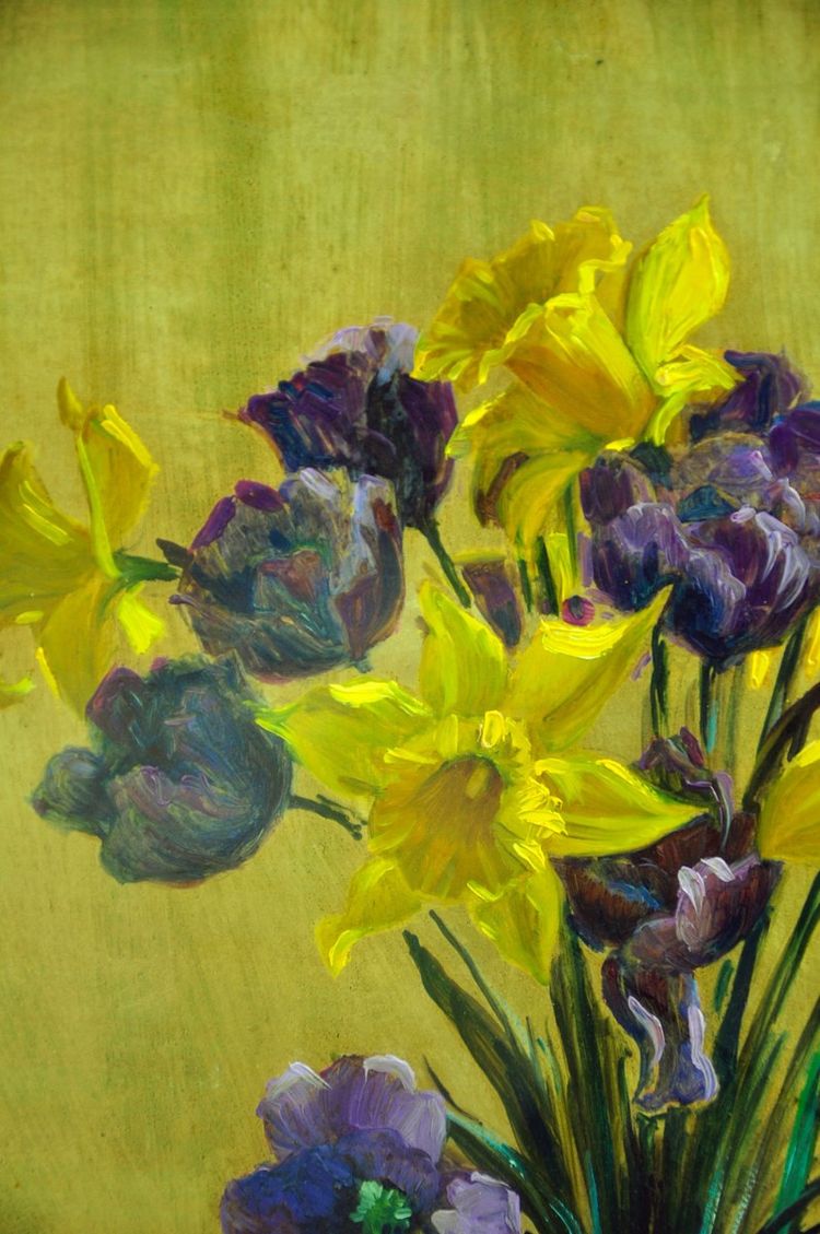 Oil on card signed Commarmon golden background 20th century