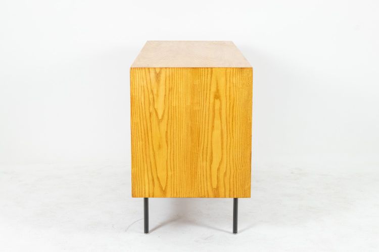 Ash low sideboard with sliding doors. 1960s. LS61591108C
