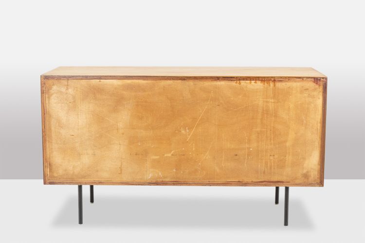Ash low sideboard with sliding doors. 1960s. LS61591108C