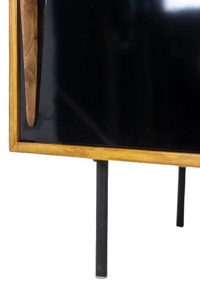 Ash low sideboard with sliding doors. 1960s. LS61591108C
