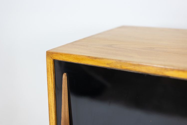 Ash low sideboard with sliding doors. 1960s. LS61591108C