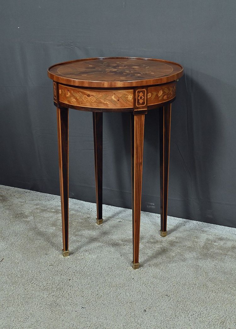Petite Table de Salon en Marqueterie, style Louis XVI – Fin XIXe