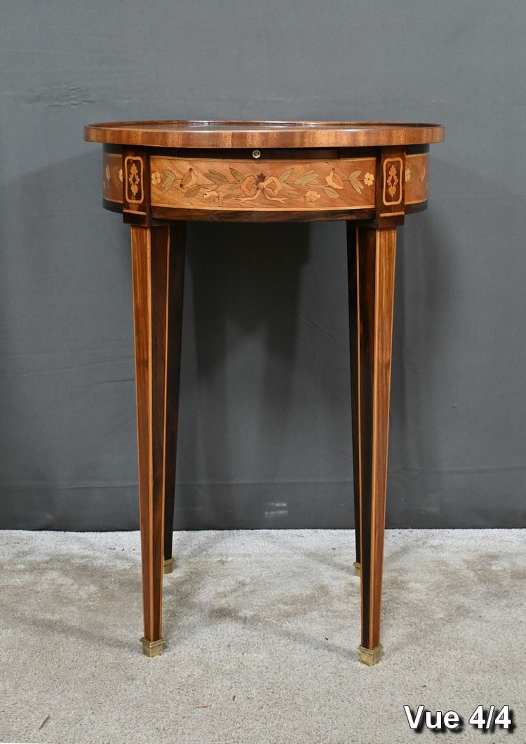 Petite Table de Salon en Marqueterie, style Louis XVI – Fin XIXe