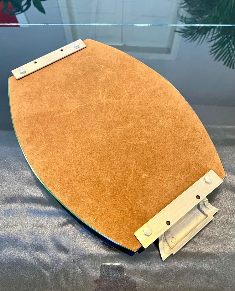 Art Deco Serving Tray With Mirror And Metal Handles - 20th century