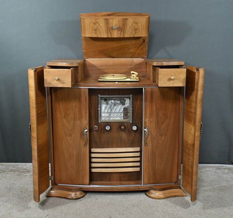Mobile musicale per radio con lettore di dischi, Art Déco - 1950