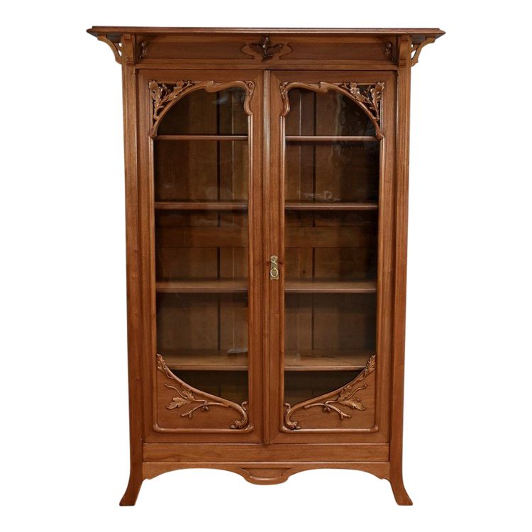 Blond mahogany bookcase, Art Nouveau - Early 20th century