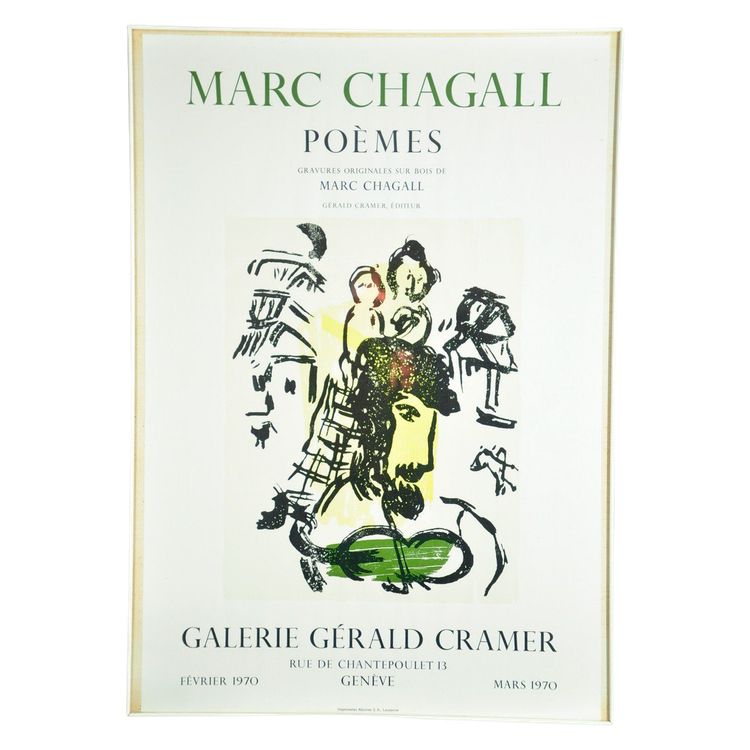 Affiche d'Exposition Marc Chagall Galerie Gérald Cramer Genève 1970