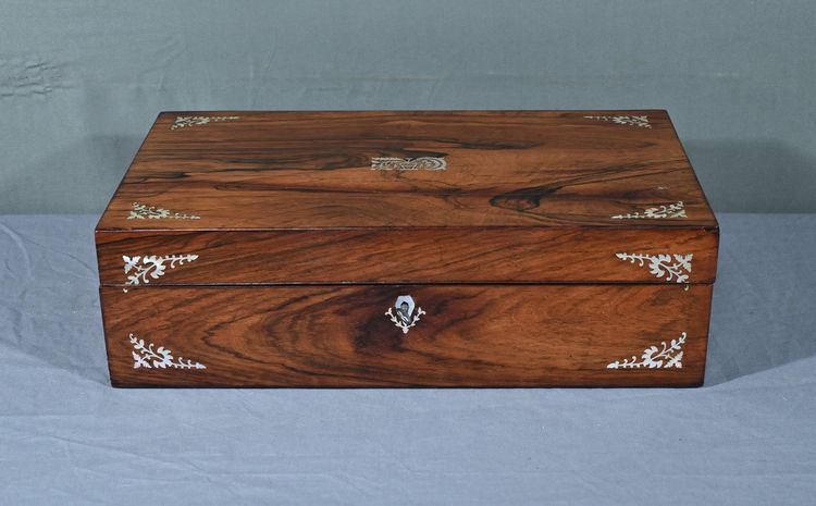 Travel writing case in rosewood, Napoleon III period - mid-19th century