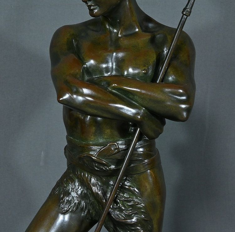 Importante bronzo "Il cacciatore di leoni" di H. Fugère - Fine XIX secolo