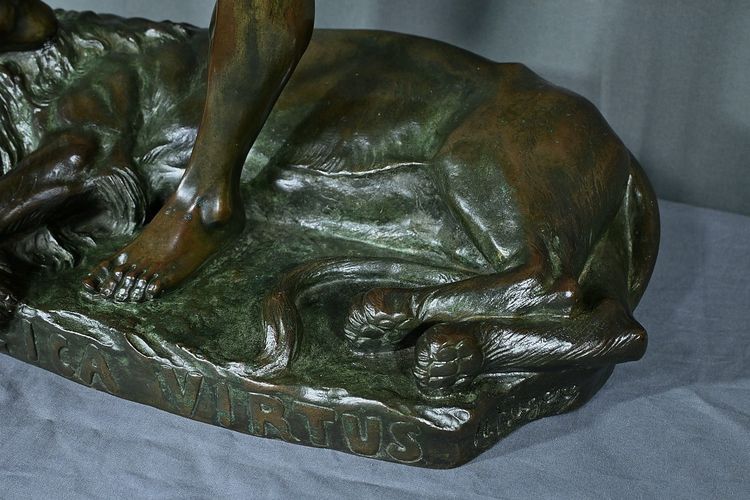 Importante bronzo "Il cacciatore di leoni" di H. Fugère - Fine XIX secolo