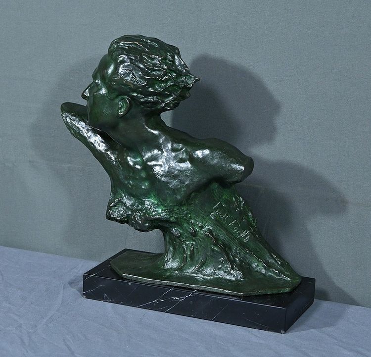 Bronzo "Jean Mermoz" di F. Focht, Art Déco - 1930