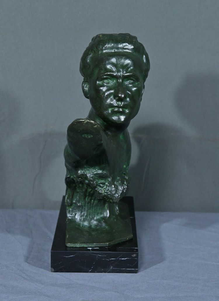 Bronzo "Jean Mermoz" di F. Focht, Art Déco - 1930