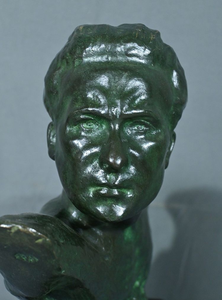Bronzo "Jean Mermoz" di F. Focht, Art Déco - 1930