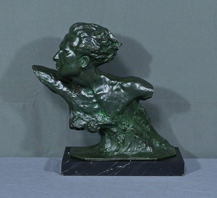 Bronzo "Jean Mermoz" di F. Focht, Art Déco - 1930
