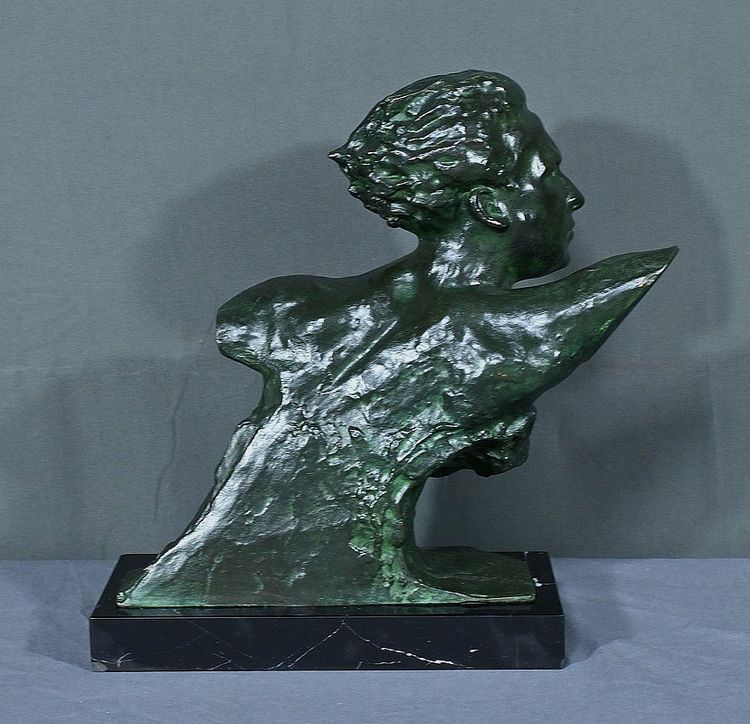 Bronzo "Jean Mermoz" di F. Focht, Art Déco - 1930
