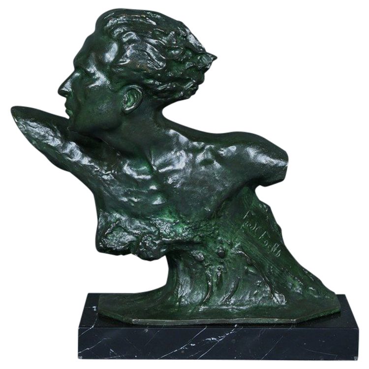Bronzo "Jean Mermoz" di F. Focht, Art Déco - 1930