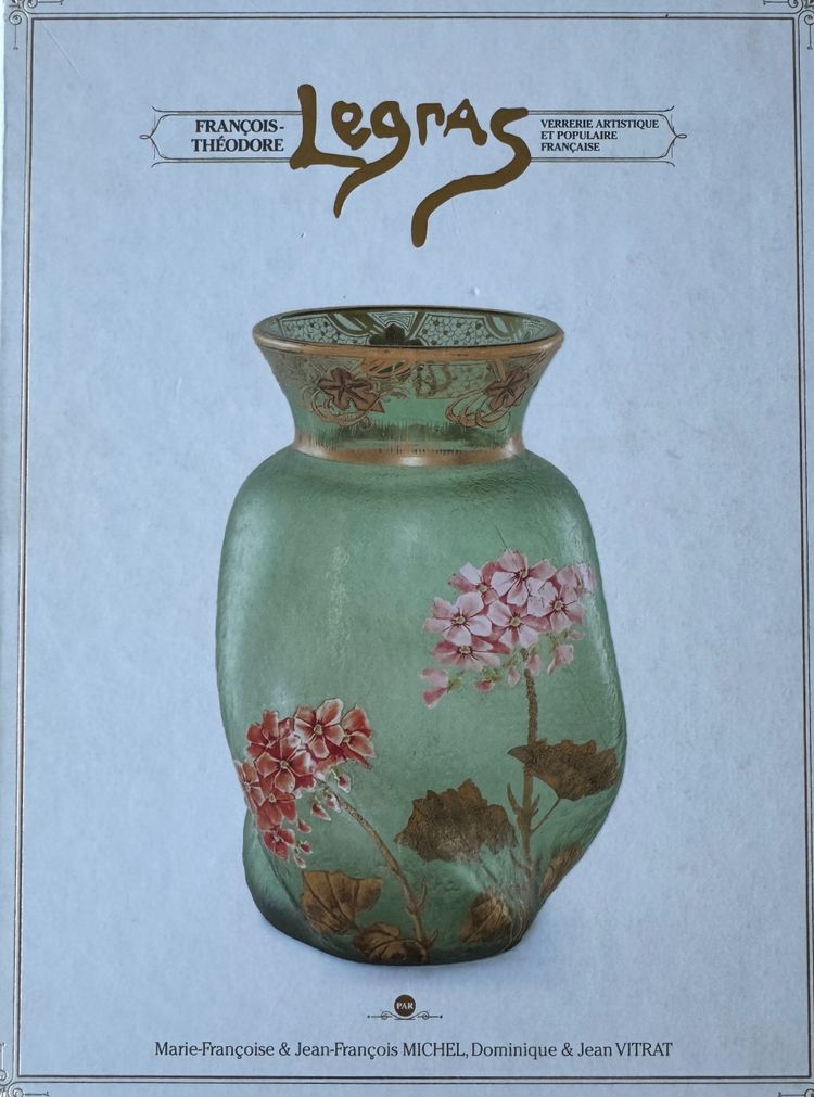 Legras Imperial Green Series vase with oak leaf design