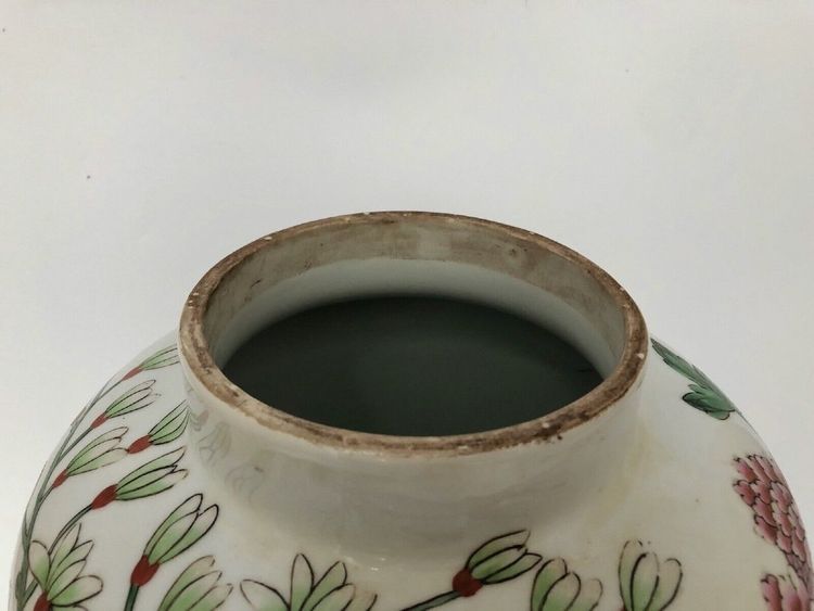 Potiche China Indochina XIX. Jahrhundert Porzellan Pfingstrosendekor Vogelpaar