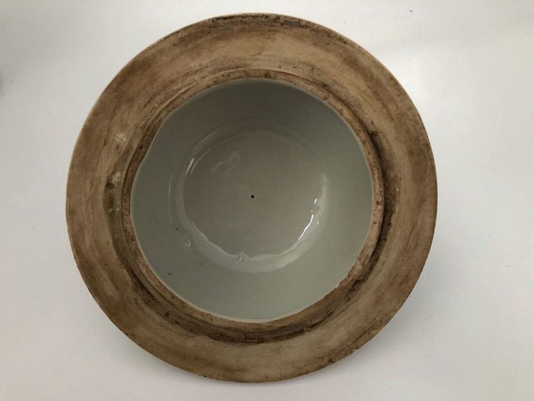 Potiche China Indochina XIX. Jahrhundert Porzellan Pfingstrosendekor Vogelpaar