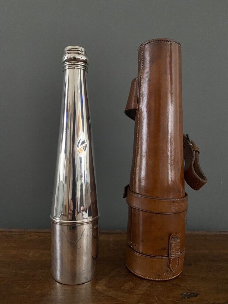 Silver hunting flask Asprey William Thomas Wright and Frederick Davies