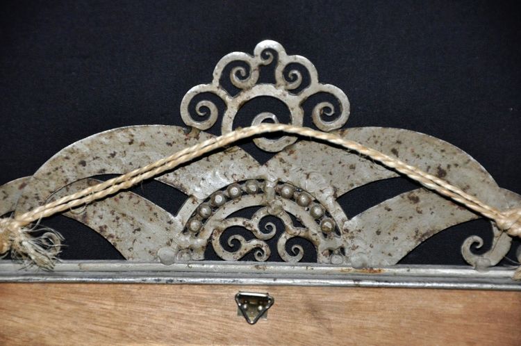Wrought-iron mirror signed Fournet, hammered and riveted circa 1930