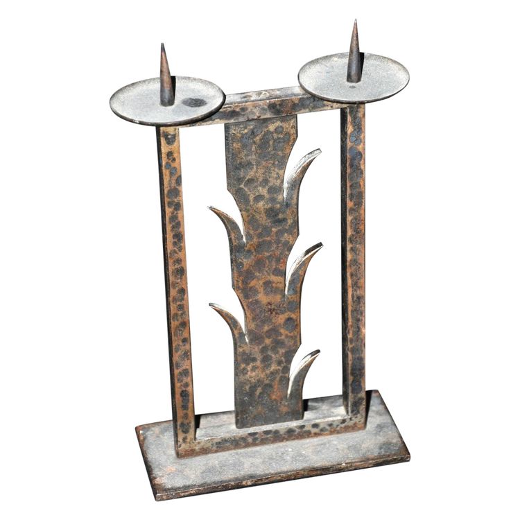 Wrought iron candlestick signed Michel Zadounaisky circa 1950