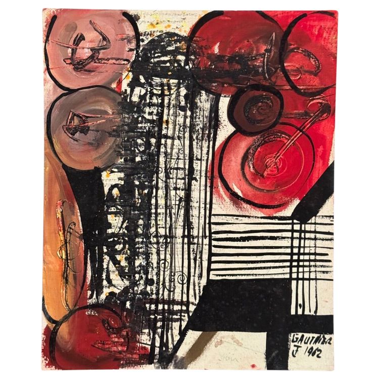 Oil on board by J. Gauthier 1962 modern geometric composition
