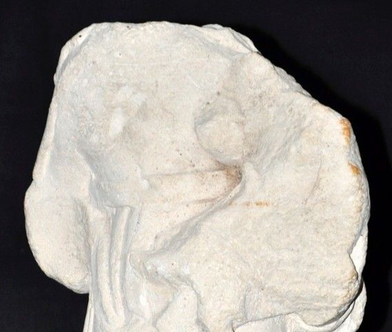 Scultura in pietra calcarea di madre e figlio della fine del XIX secolo