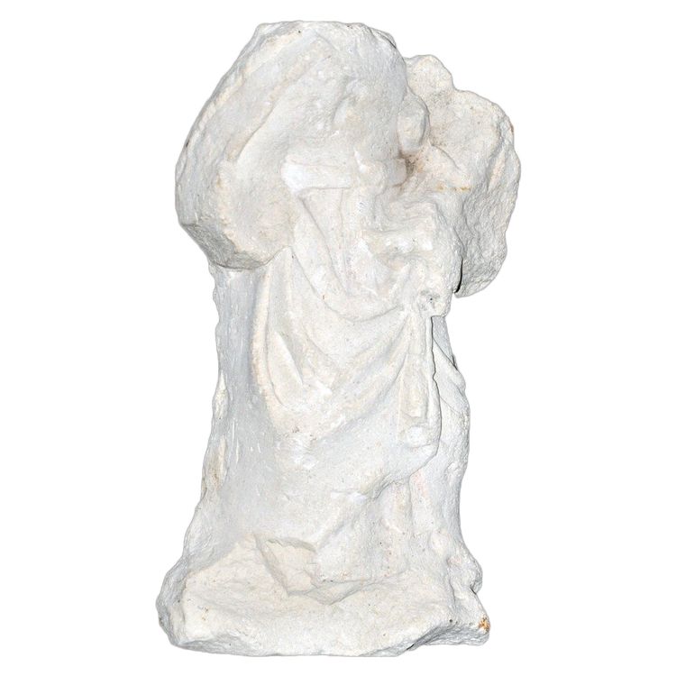 Scultura in pietra calcarea di madre e figlio della fine del XIX secolo