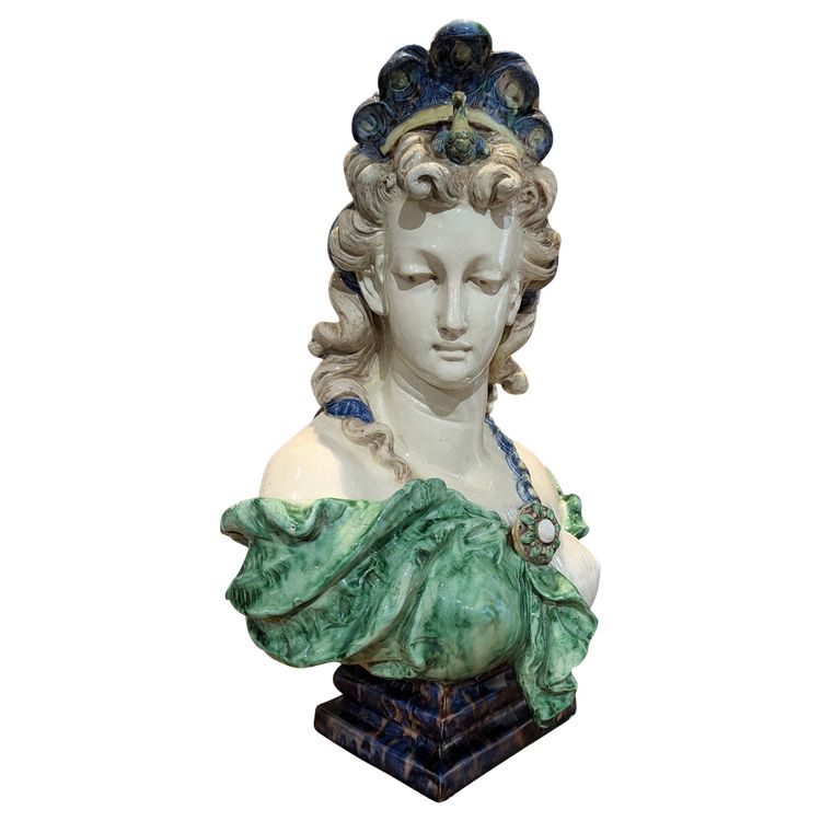 Thomas Victor Sergent, Bust "Hera" Barbotine Ceramic