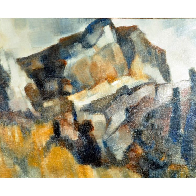 Öl auf Leinwand, signiert Mireille Besson, datiert und situiert "Mein Berg in Châtillon".