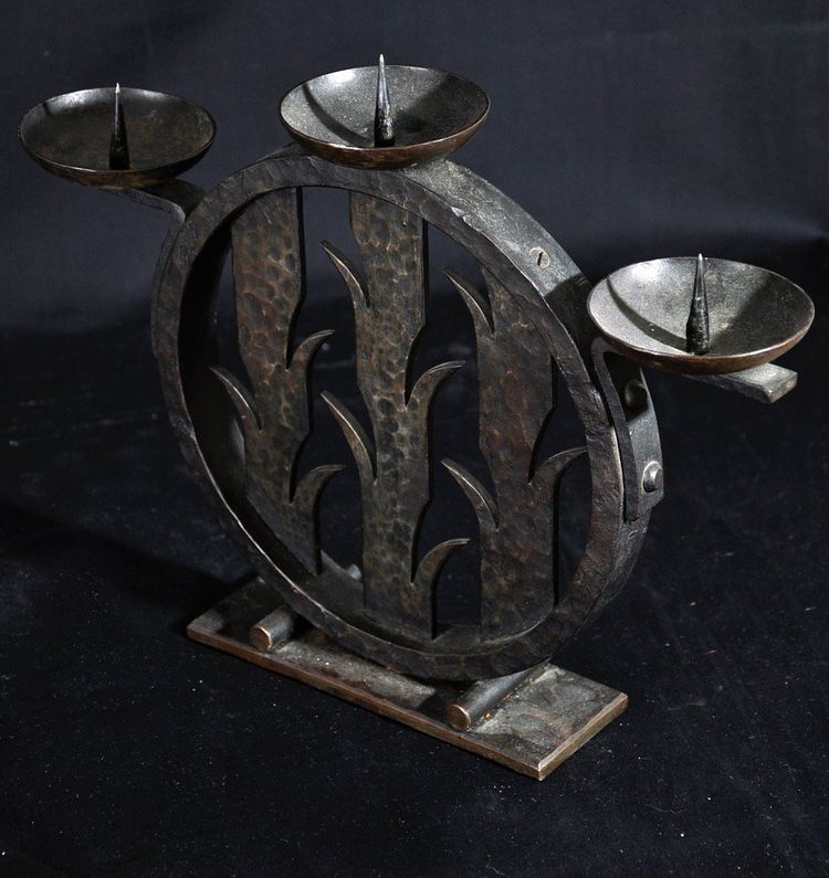 Michel Zadounaïsky candlestick signed hammered, riveted circa 1940
