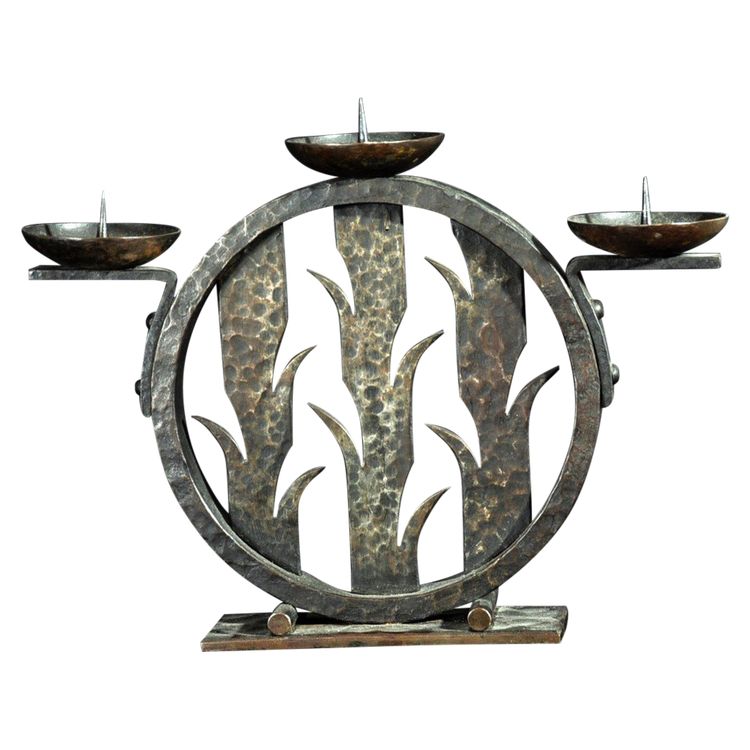 Michel Zadounaïsky candlestick signed hammered, riveted circa 1940