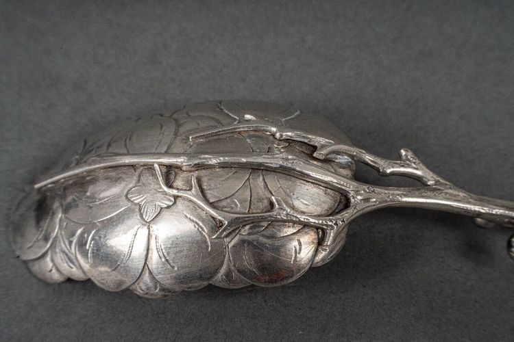 Dessert spoon silver initials SM naturalist branch 64 grams