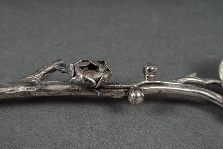 Dessert spoon silver initials SM naturalist branch 64 grams