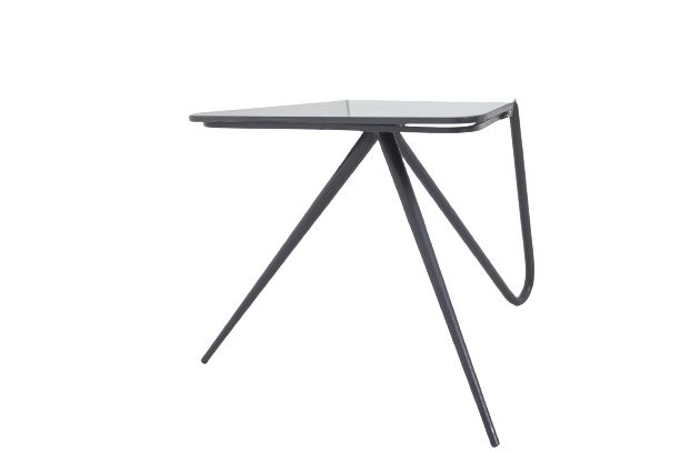 Standing mirror with black lacquered metal base. Circa 1960. LS6160506T