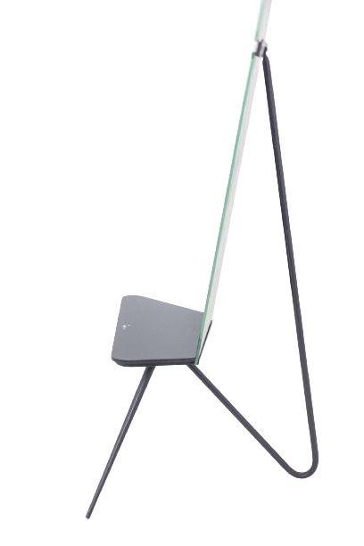 Standing mirror with black lacquered metal base. Circa 1960. LS6160506T