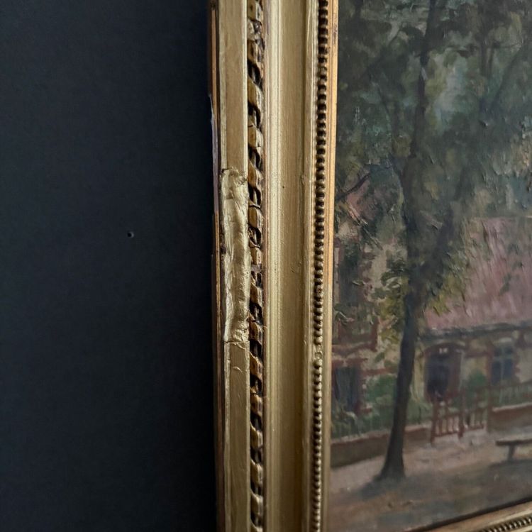 Oil on panel park and undergrowth La Baule by Térésa Bézard-Pératé 20th century