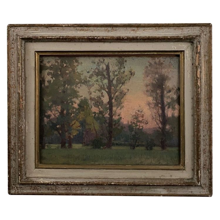 Öl auf Karton von J. Berges sous-bois geschenkt an Guillot de Raffaillac