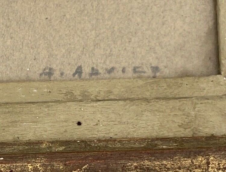 Watercolor on cardboard A. Adviey portrait 1930 gold frame