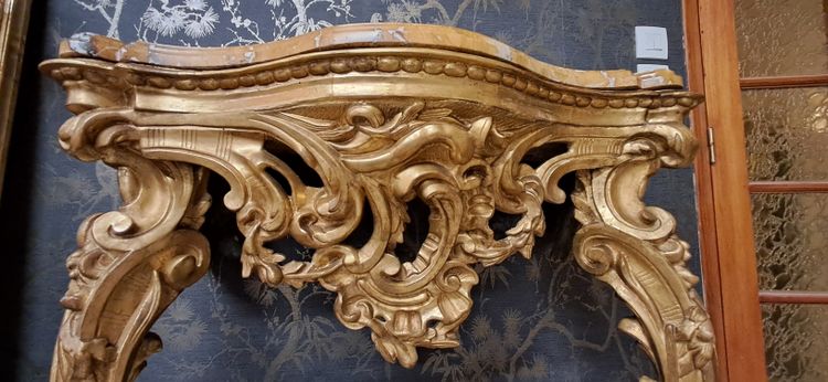 Louis XV gilded wood 2-legged console