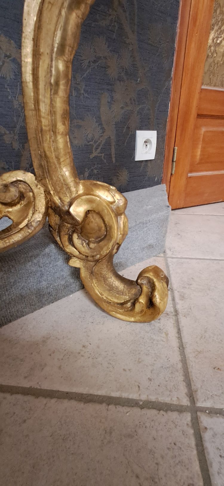 Louis XV gilded wood 2-legged console