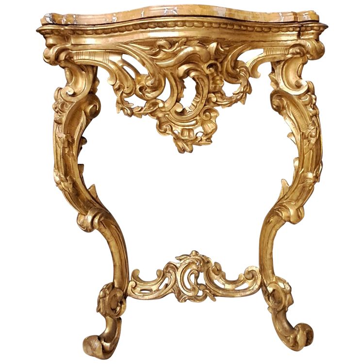 Louis XV gilded wood 2-legged console