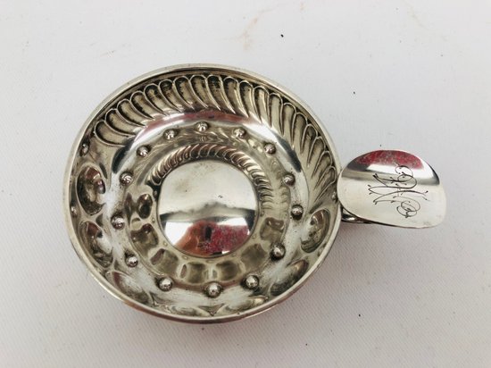 Monogrammed silver wine stein, French work, early 20th century