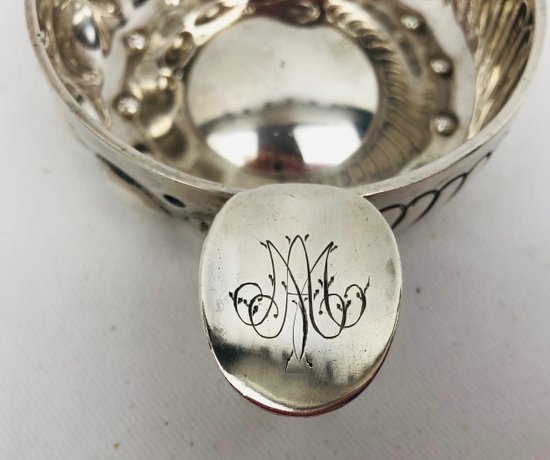 Monogrammed silver wine stein, French work, early 20th century