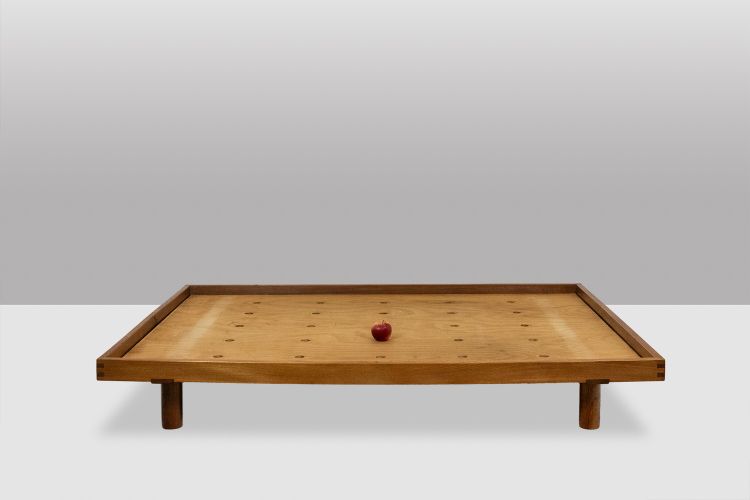 Pierre Chapo. “Godot” model blond oak bed. 1960s. LS6248611A