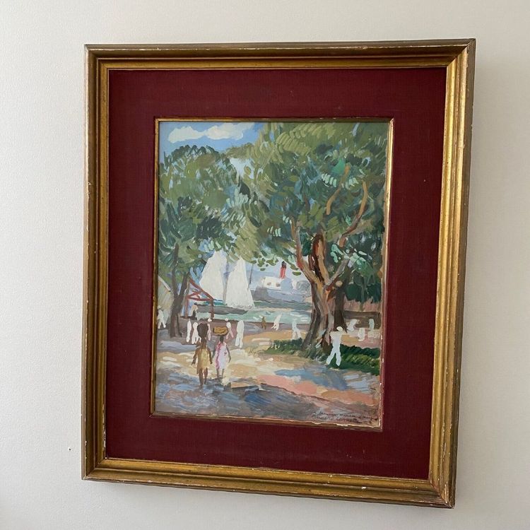 Aquarell auf Papier von Bernard Lamotte XXe Die Antillen