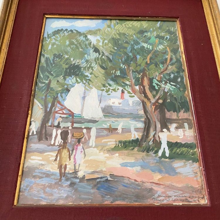 Aquarell auf Papier von Bernard Lamotte XXe Die Antillen