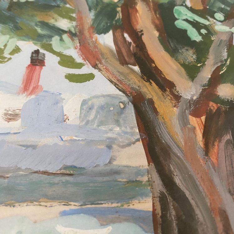 Aquarell auf Papier von Bernard Lamotte XXe Die Antillen